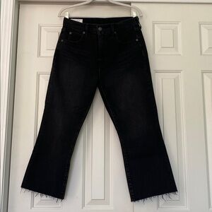 GAP High Rise Kick Fit Black Washed Raw Hem Jeans